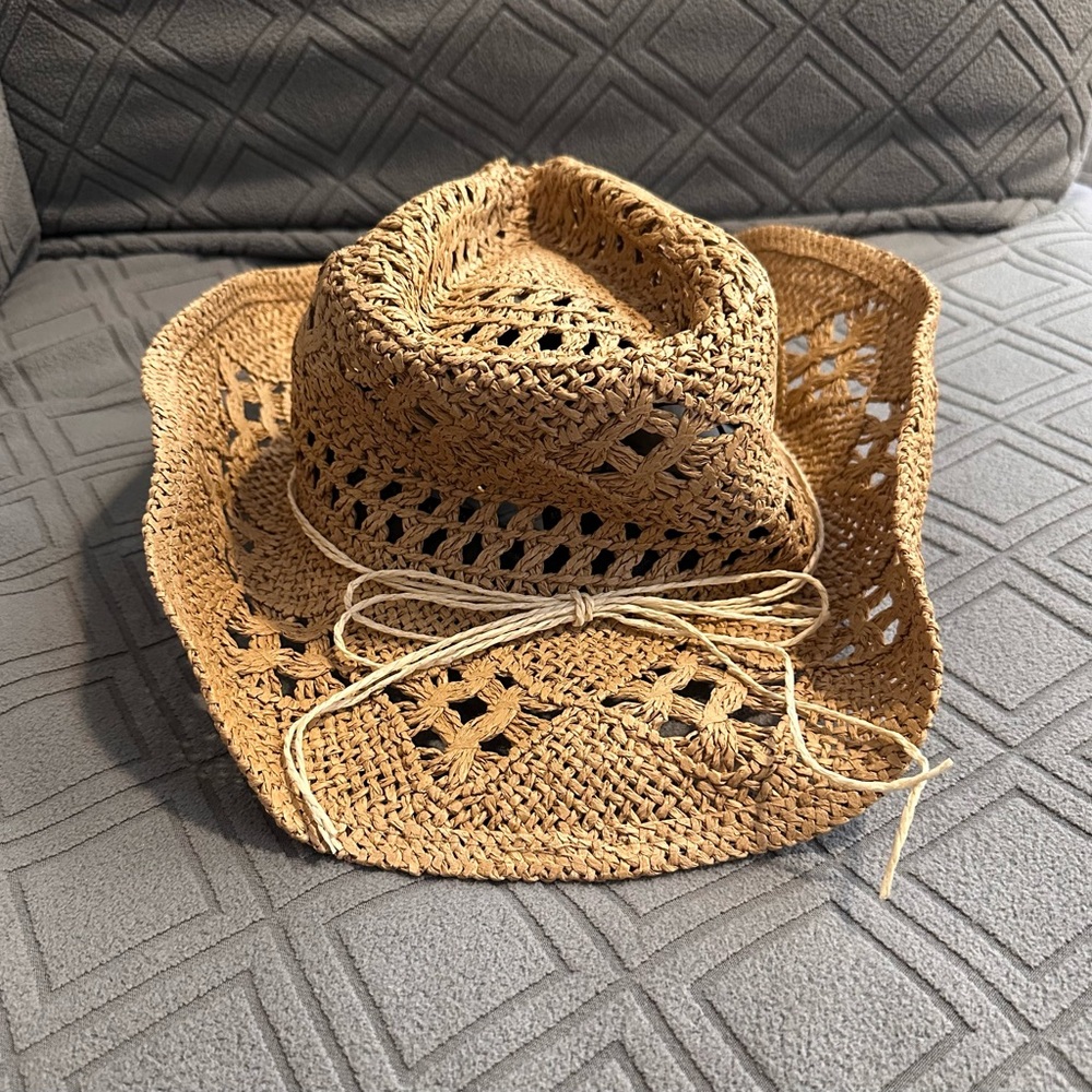 Cowboy Hat Women Summer Western Cowgirl Woven Hollow Out Wide Brim Hat rodeo - Picture 9 of 11